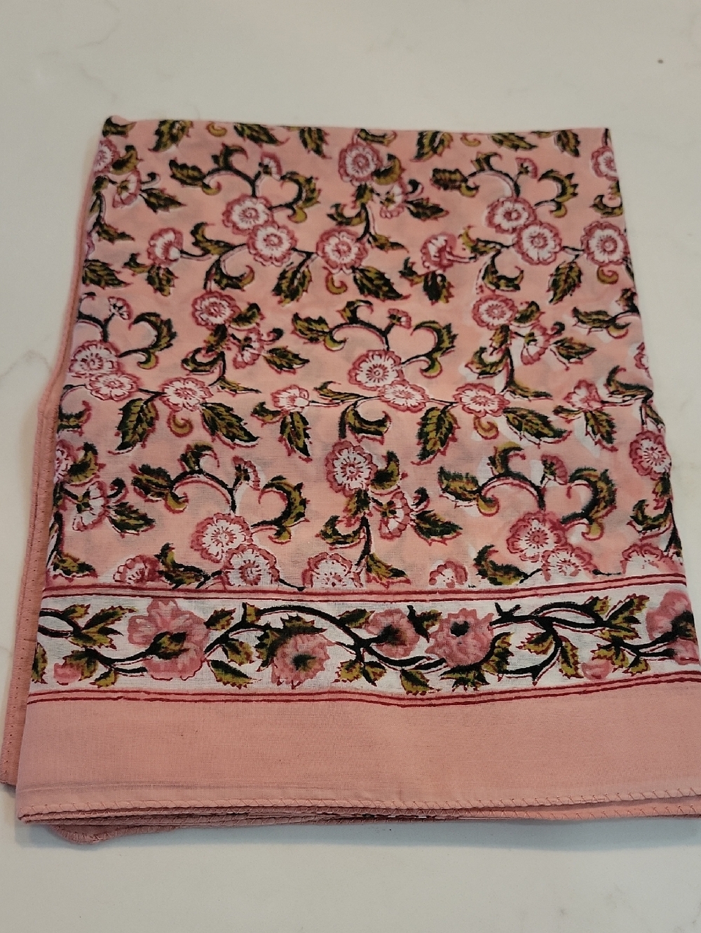 Pink Floral Cotton Scarf Wrap